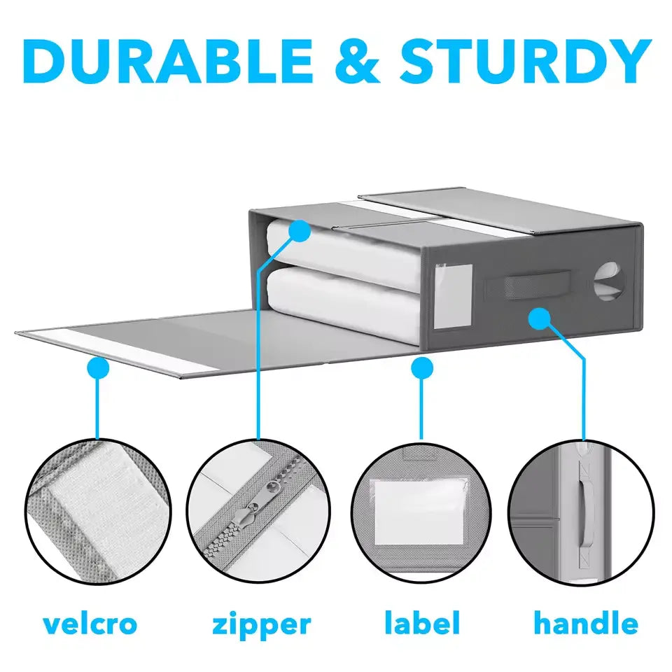 TechSavvy Home™ Organizer Box Wardrobe Organizer for storing bedding side view