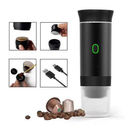 TechSavvy Home™ Wireless Portable Coffee Maker KF-JN-02 Espresso Coffee Maker For Car Home Camping Coffee Maker 3-in-1 Capsule Powder Travel Coffee Maker