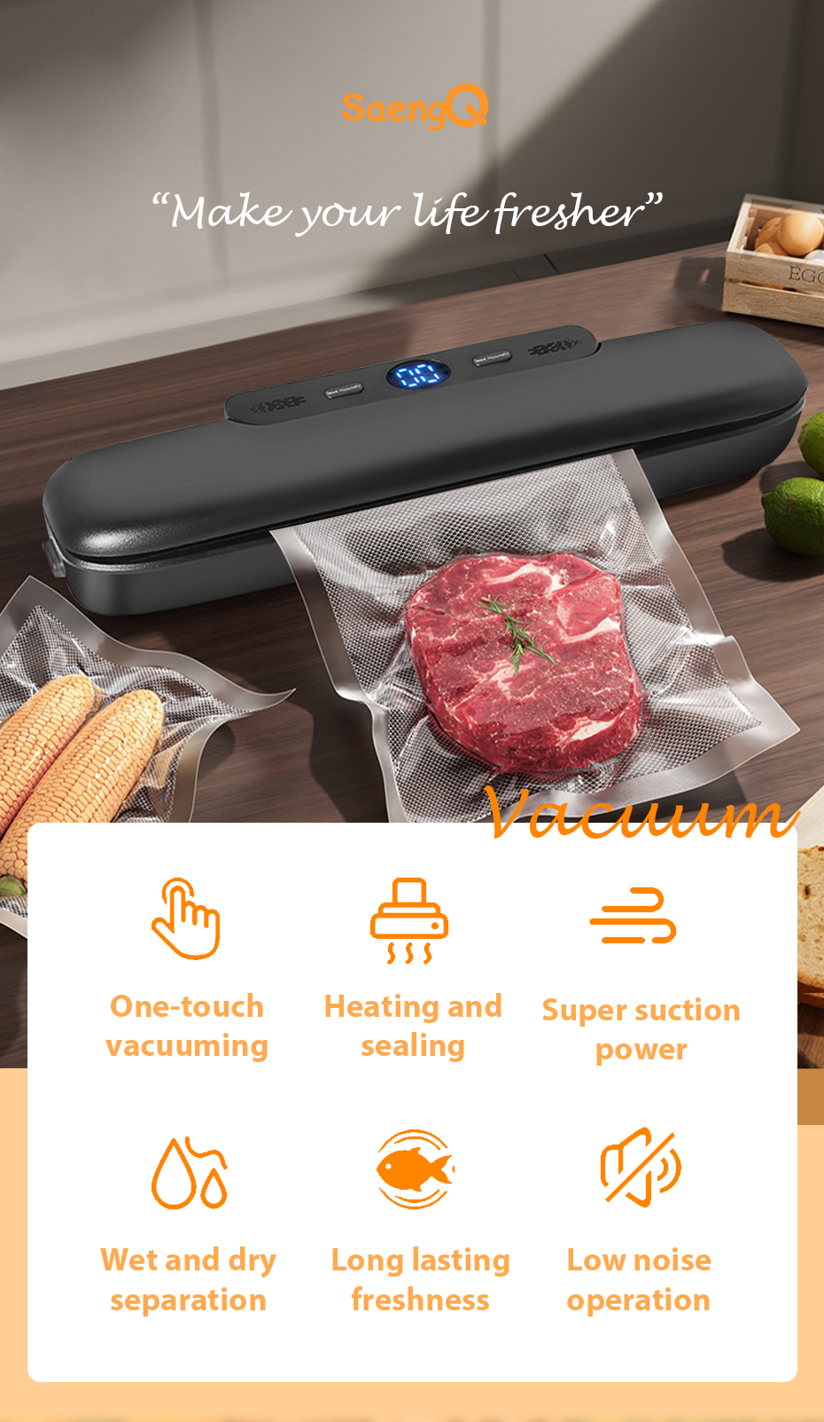 Machine Food Vacuum Sealer With Free 10pcs Vacuum bags Household Vacuum Food Sealing